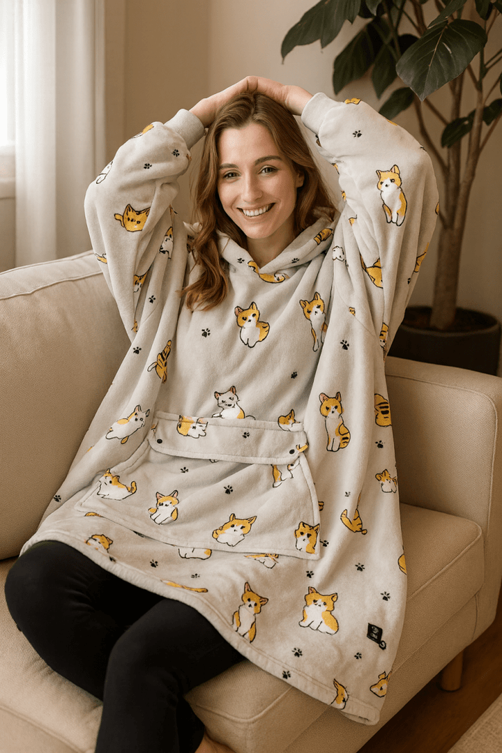 Harwelton™ USB Heated Blanket Hoodie in Soft Flannel with Front Pocket