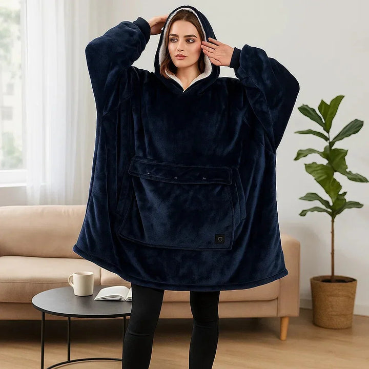 Harwelton™ USB Heated Blanket Hoodie in Soft Flannel with Front Pocket