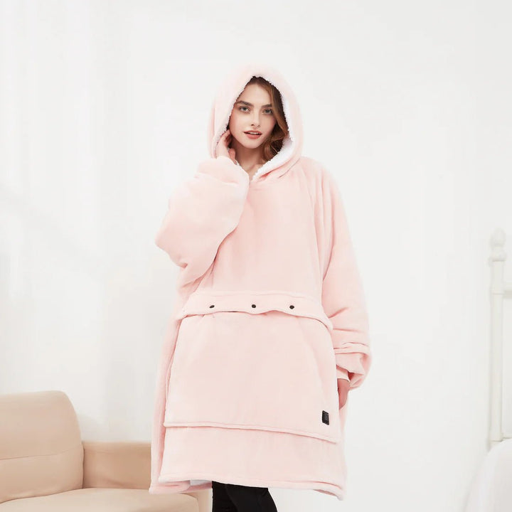 Harwelton™ USB Heated Blanket Hoodie in Soft Flannel with Front Pocket