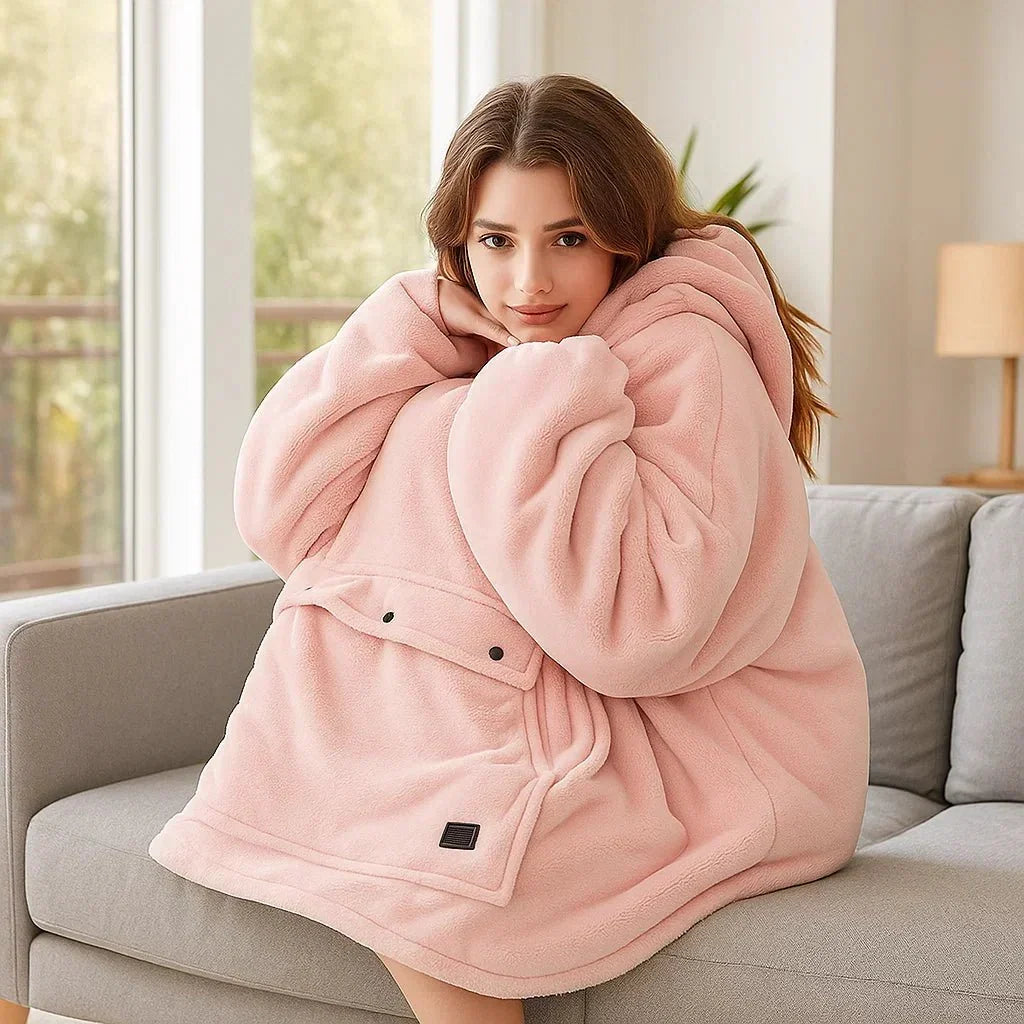 Harwelton™ USB Heated Blanket Hoodie in Soft Flannel with Front Pocket