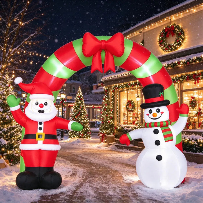 Harwelton Inflatable Christmas Archway with Santa and Snowman