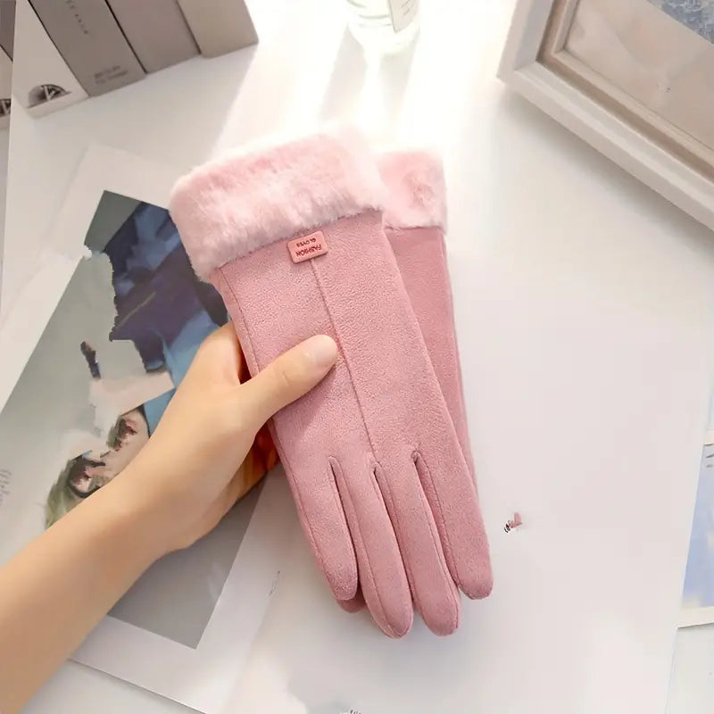 Harwelton™ Velvet-Lined Suede Winter Gloves with Plush Cuff