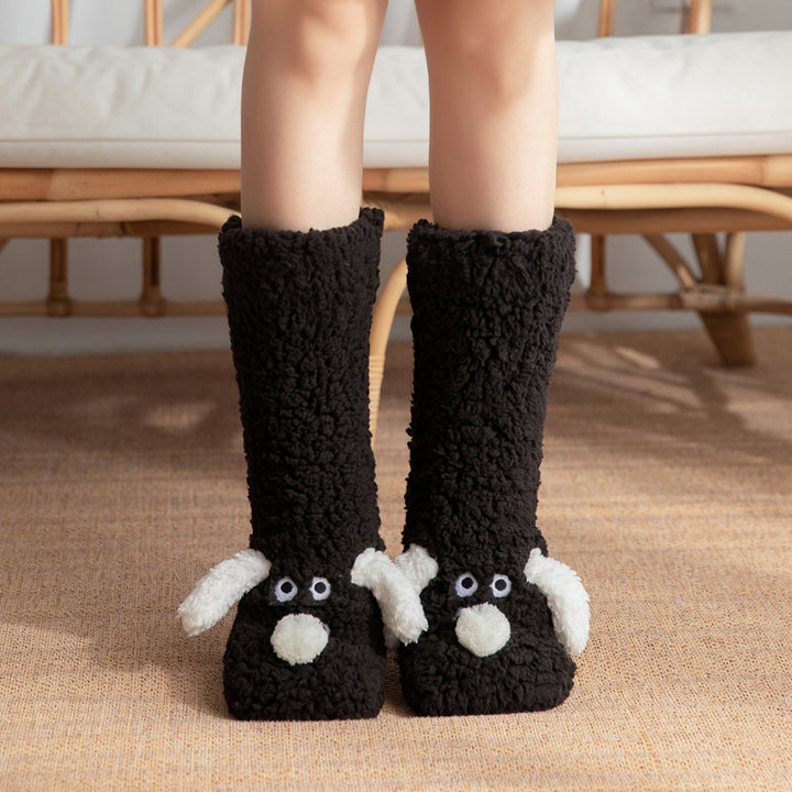 Plush dog face socks with 3D ears