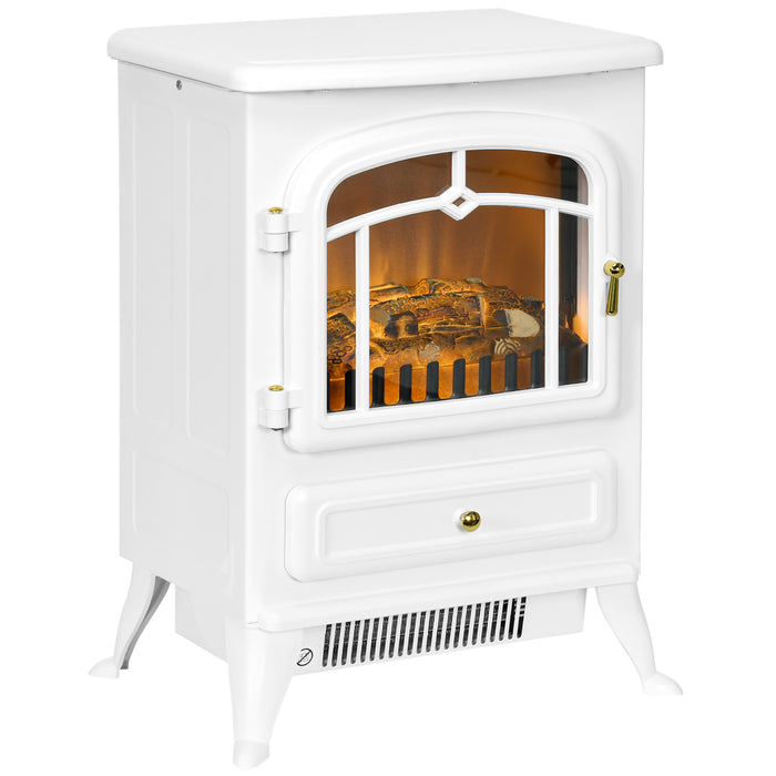 Harwelton White Stove Heater 1850W with LED Log Flame Effect