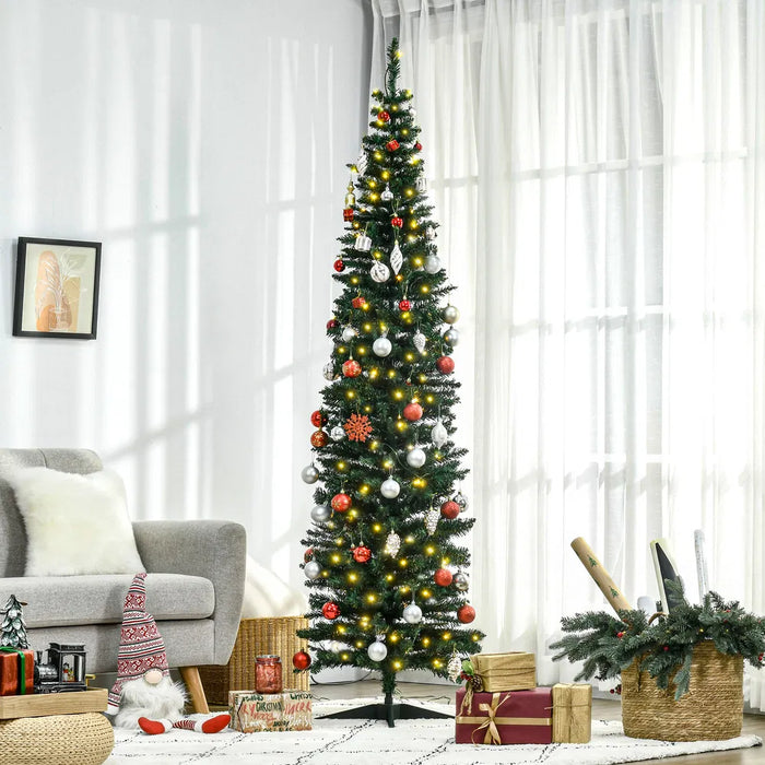 Harwelton Pre-Lit Slim Pencil Christmas Tree with 250 Warm LEDs