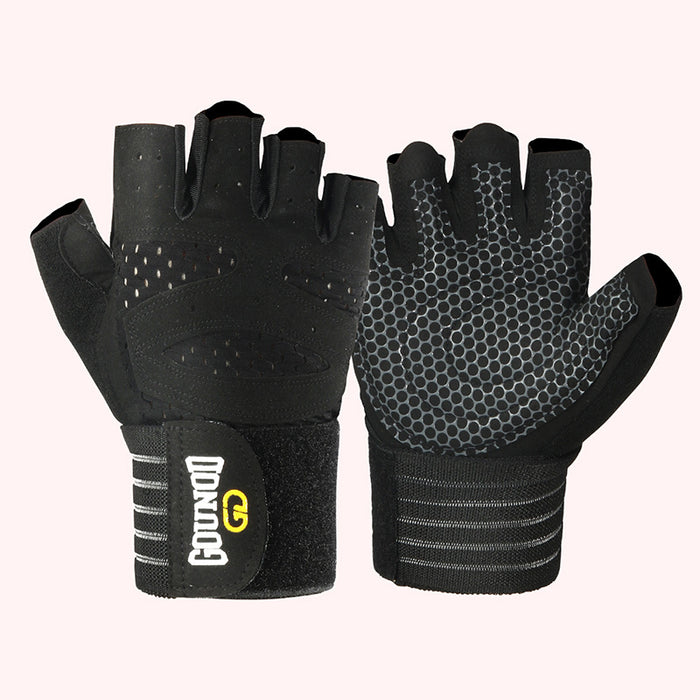 Harwelton Half-Finger Gym Gloves with Long Wrist Wrap