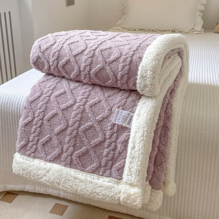 Harwelton Cable-Knit Blanket with Sherpa Fleece Border
