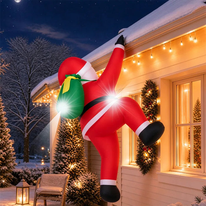 Harwelton Inflatable Climbing Santa with Gift Bag and LED Lights