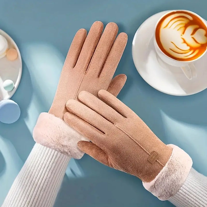 Harwelton™ Velvet-Lined Suede Winter Gloves with Plush Cuff