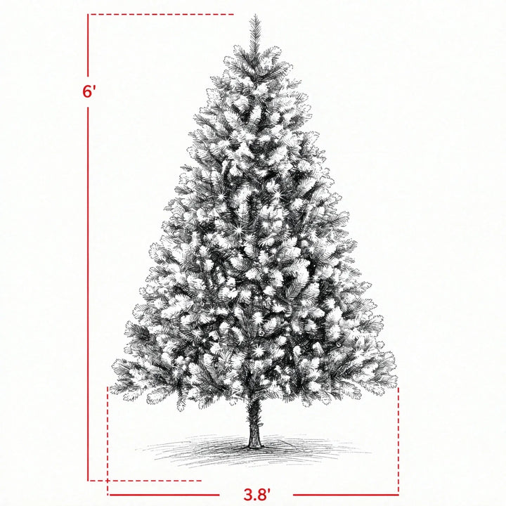 Snow-tipped pre-lit tree with remote