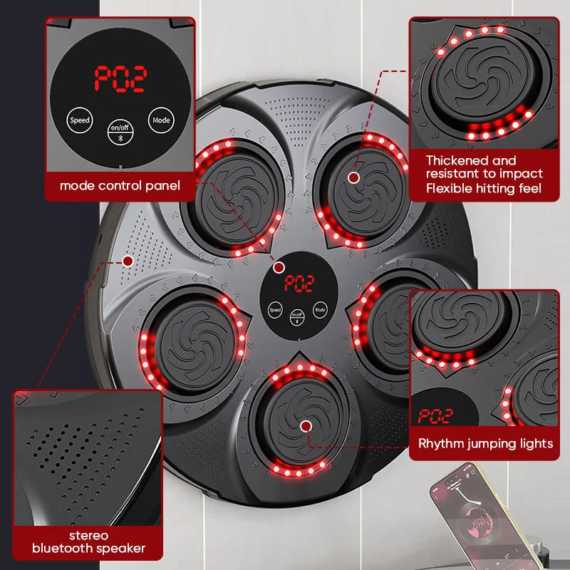 Harwelton™ Wall-Mounted Music Boxing Machine with Bluetooth and Lights