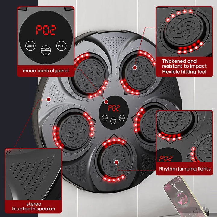 Harwelton™ Wall-Mounted Music Boxing Machine with Bluetooth and Lights