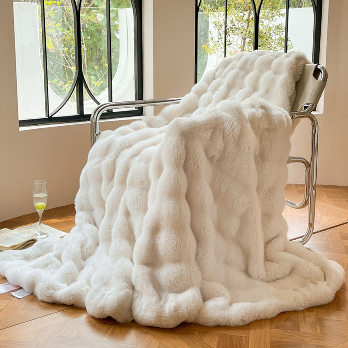 Harwelton Thick Bubble Faux Fur Throw Blanket for Sofa or Bed