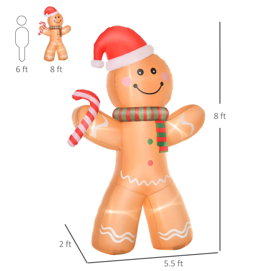 Inflatable gingerbread man with candy cane