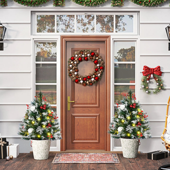 Harwelton Battery Porch Christmas Trees with Pine Cones, Set of 2