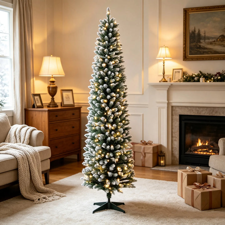 Frosted slim pencil tree with remote
