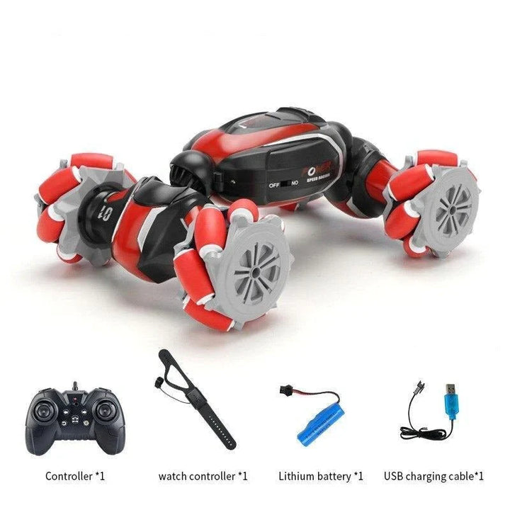 Transforming RC Stunt Car with Mecanum Wheels and Double-Sided Drive