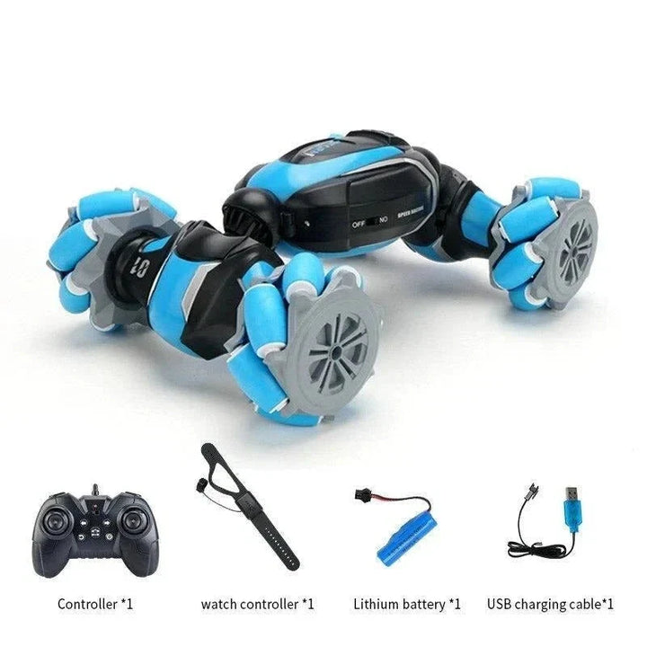 Transforming RC Stunt Car with Mecanum Wheels and Double-Sided Drive