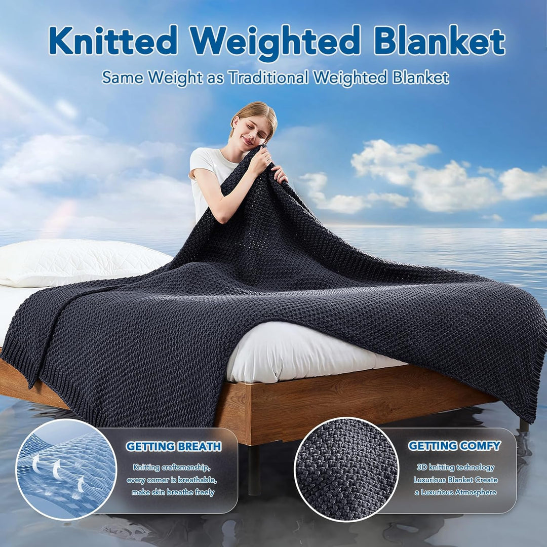 Chunky Knit Weighted Blanket in Breathable Cooling Microfibre