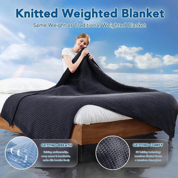 Chunky Knit Weighted Blanket in Breathable Cooling Microfibre