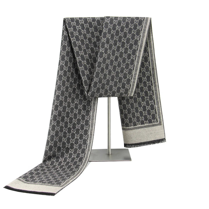 Harwelton™ Wool Blend Winter Scarf with Letter Print and Fringe