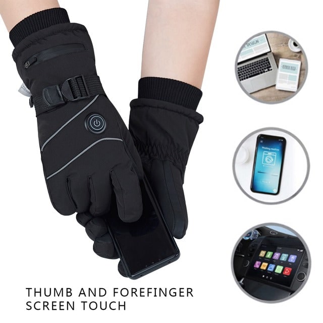 USB Rechargeable Heated Mittens with Touchscreen Fingertips