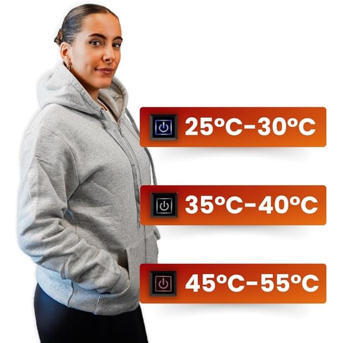 Harwelton™ Zip-Up Heated Hoodie with Drawstring Hood &amp; 3 Heat Levels