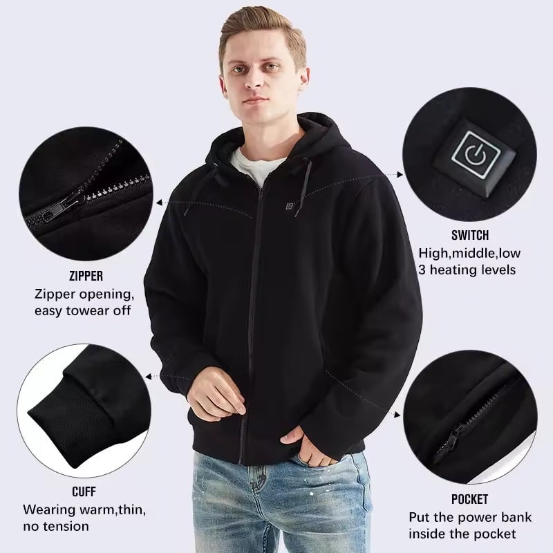 Harwelton™ Zip-Up Heated Hoodie with Drawstring Hood &amp; 3 Heat Levels