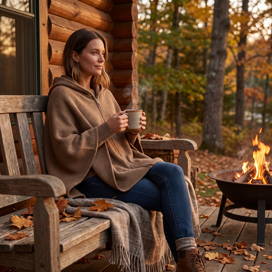 Harwelton™ Hooded USB Heated Shawl with Zip and 3 Heat Settings