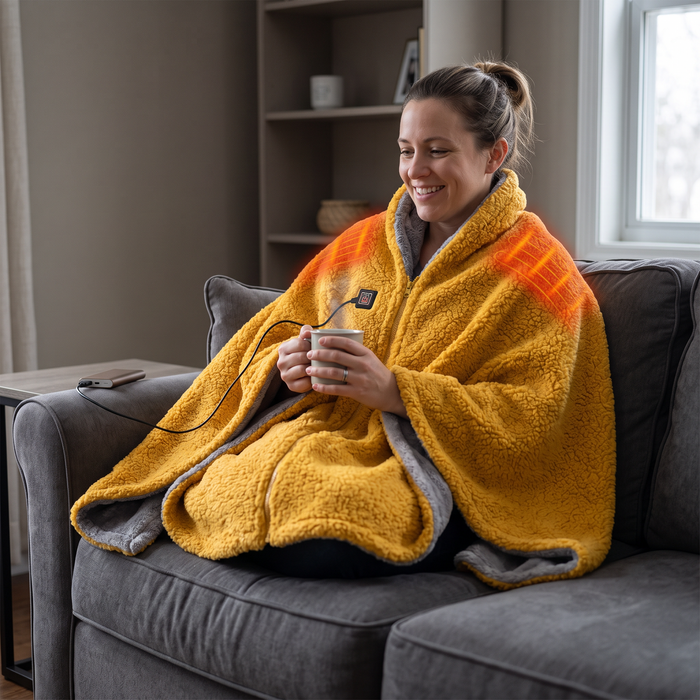 Harwelton™ Sherpa & Faux Fur USB Heated Throw with 3 Heat Levels
