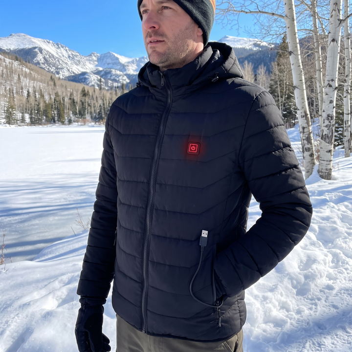 Unisex Heated Jacket with 9 Heat Zones &amp; Detachable Hood – Harwelton