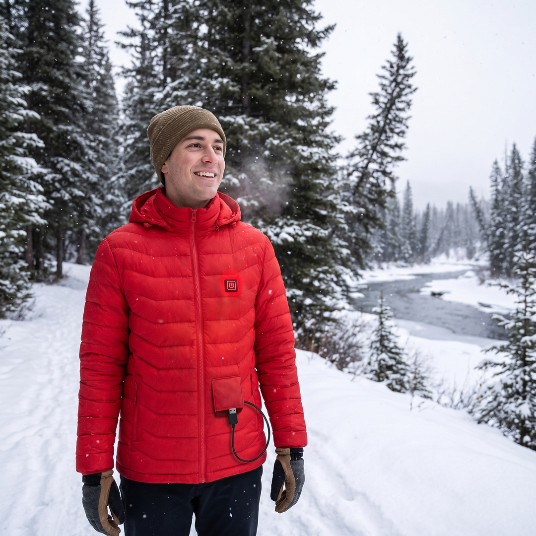 Unisex Heated Jacket with 9 Heat Zones &amp; Detachable Hood – Harwelton