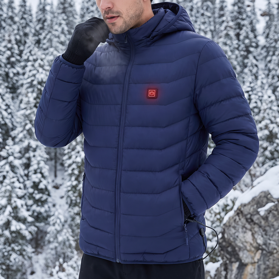 Unisex Heated Jacket with 9 Heat Zones &amp; Detachable Hood – Harwelton