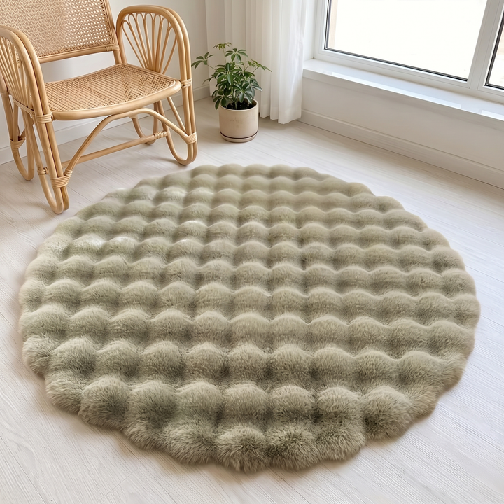 Harwelton™ Round Fluffy Bubble Rug in Dense, Soft Fleece for Cosy Rooms
