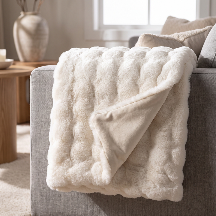 Harwelton™ Double-Lined Rabbit Faux Fur Throw with Real Weight
