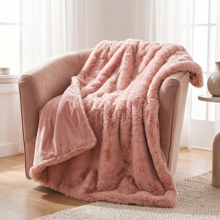 Harwelton™ Double-Lined Rabbit Faux Fur Throw with Real Weight