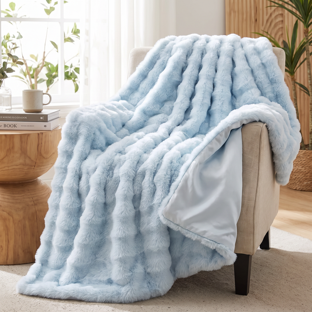 Harwelton™ Double-Lined Rabbit Faux Fur Throw with Real Weight