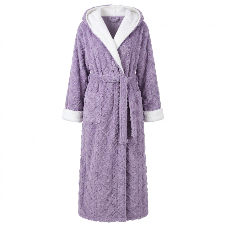Harwelton™ Long Plush Hooded Dressing Gown with Two Front Pockets