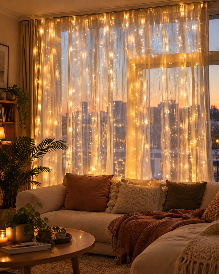 LED Curtain Fairy Lights for Windows with USB and Remote