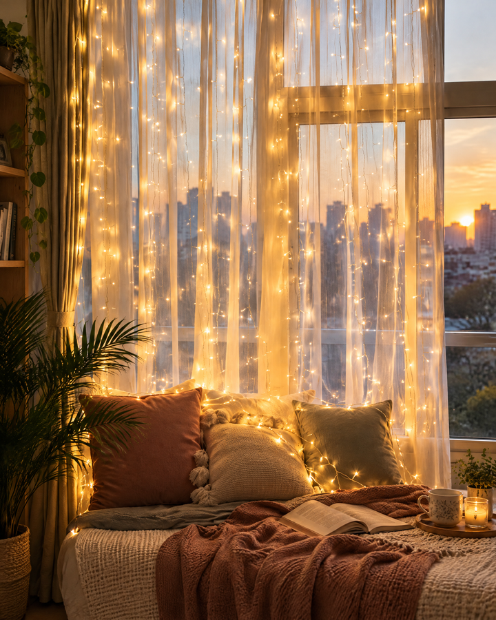 LED Curtain Fairy Lights for Windows with USB and Remote