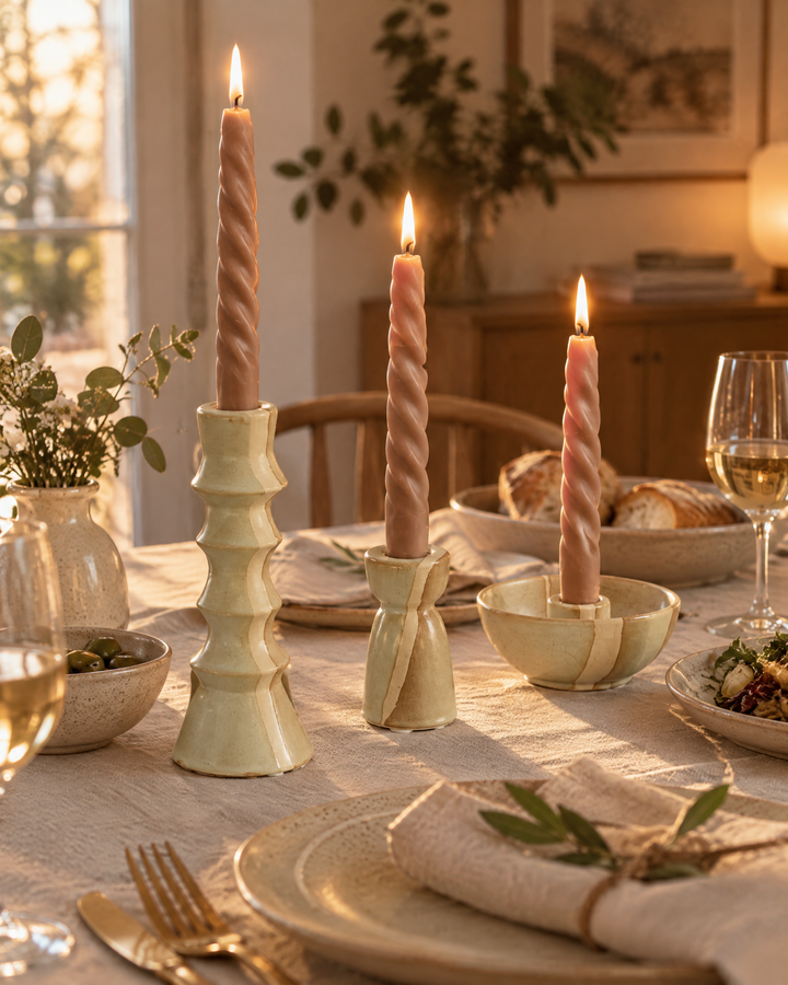 Ceramic Taper Candle Holder – Modern Nordic Candlestick Holders for Dining Table &amp; Mantel Decor