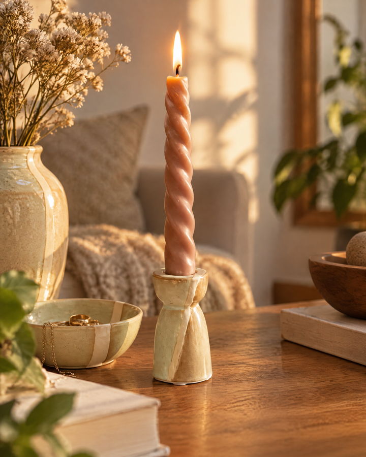 Ceramic Taper Candle Holder – Modern Nordic Candlestick Holders for Dining Table &amp; Mantel Decor