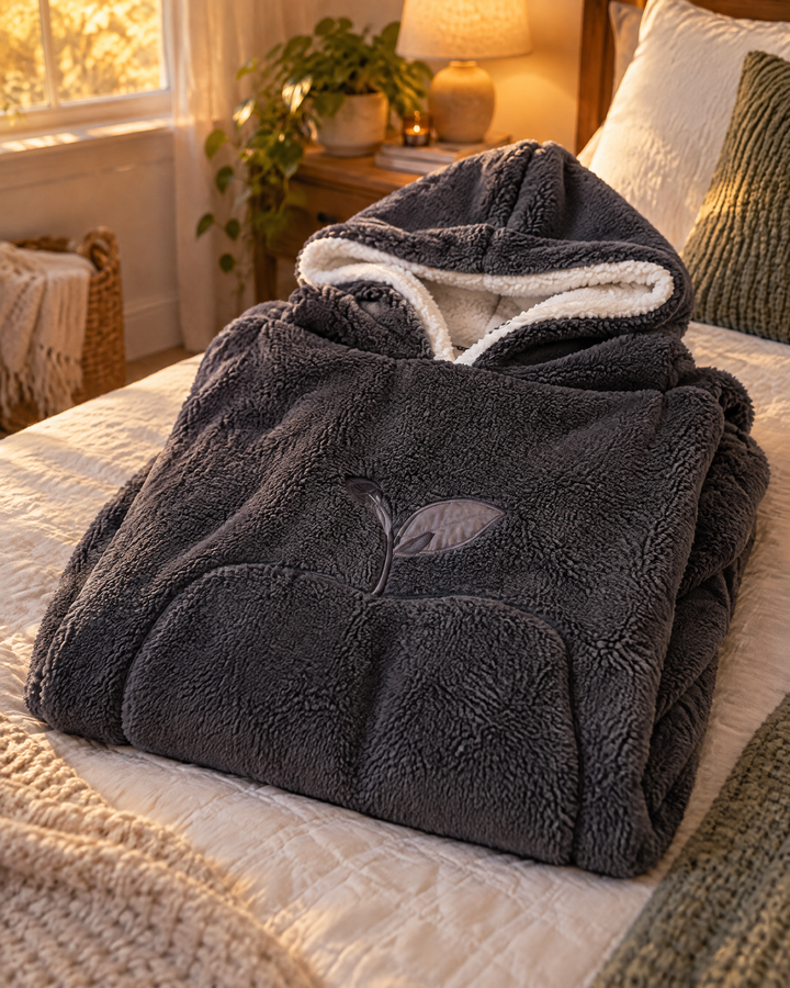 Harwelton™ Extra Long Sherpa Blanket Hoodie for Adults with Large Pocket