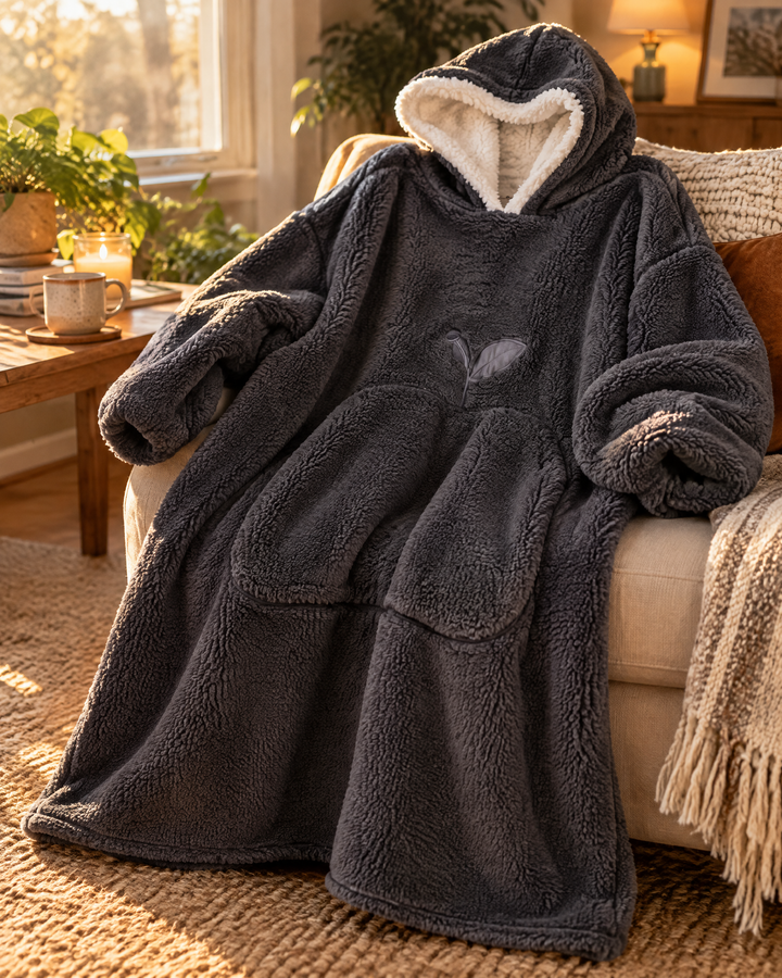 Harwelton™ Extra Long Sherpa Blanket Hoodie for Adults with Large Pocket