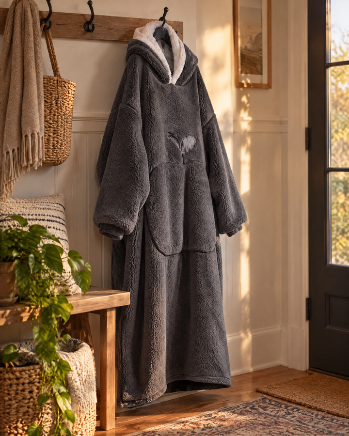 Harwelton™ Extra Long Sherpa Blanket Hoodie for Adults with Large Pocket