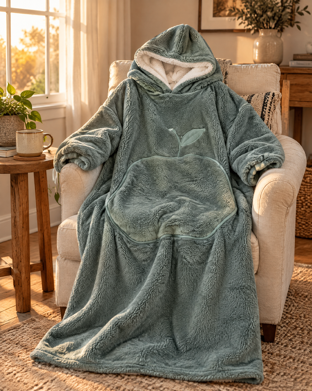 Harwelton™ Extra Long Sherpa Blanket Hoodie for Adults with Large Pocket