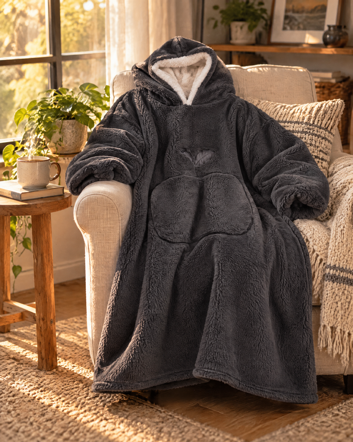 Harwelton™ Extra Long Sherpa Blanket Hoodie for Adults with Large Pocket