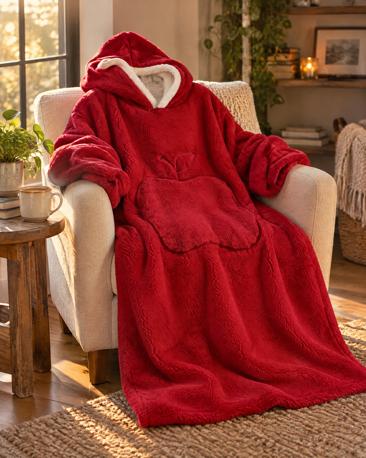 Harwelton™ Extra Long Sherpa Blanket Hoodie for Adults with Large Pocket