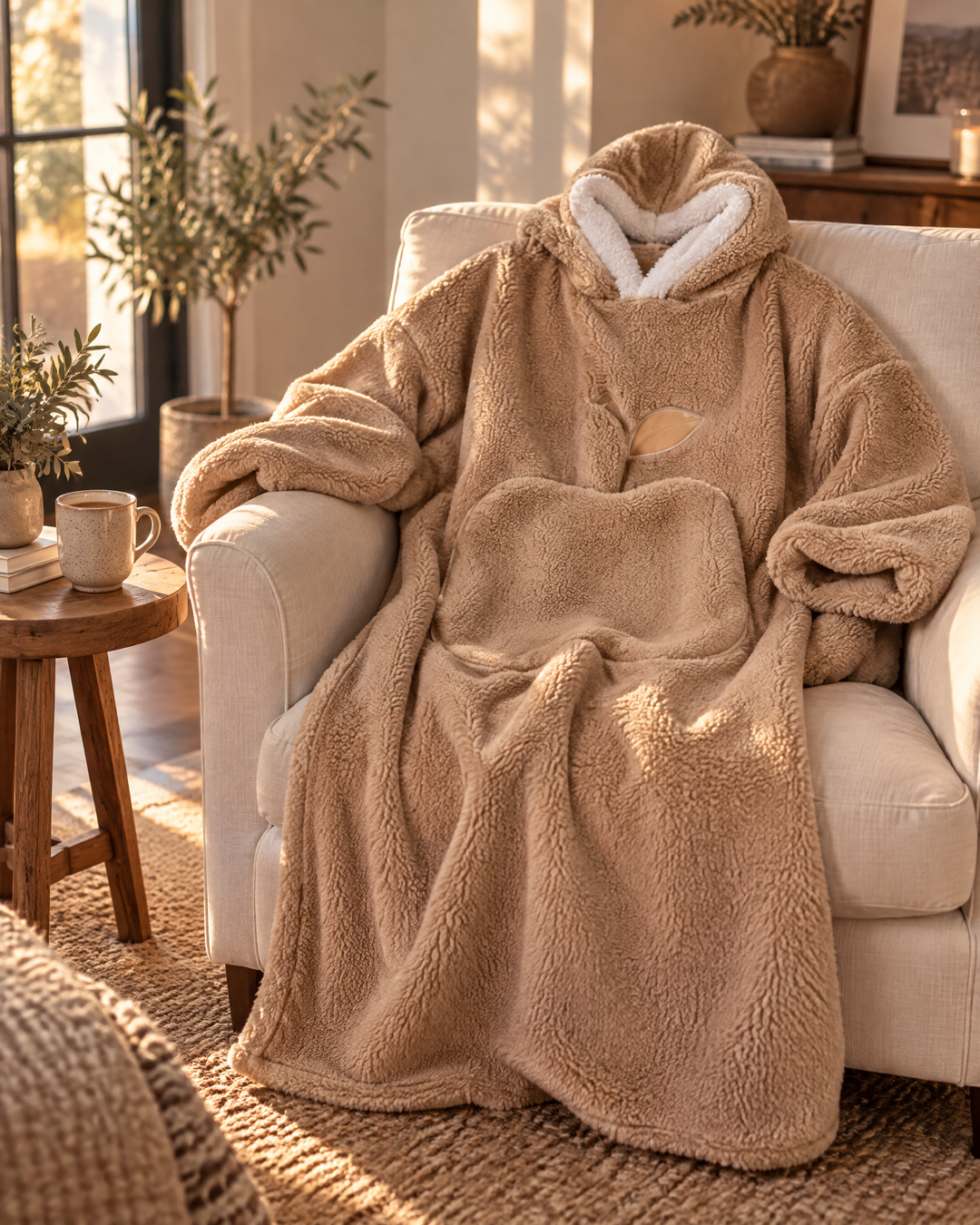 Harwelton™ Extra Long Sherpa Blanket Hoodie for Adults with Large Pocket