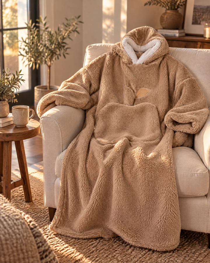 Harwelton™ Extra Long Sherpa Blanket Hoodie for Adults with Large Pocket